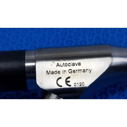 Silver metallic novadaq sc9104 autoclavable laparoscope endoscope with black grip marked made in Germany and CE certification