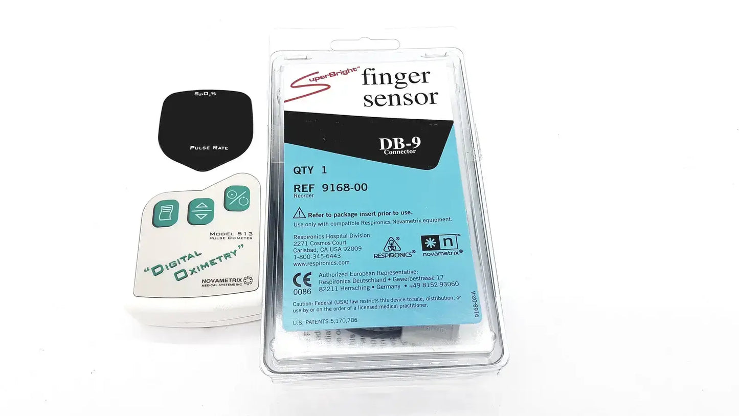 Novametrix Model 512 Digital Pulse Oximeter With Finger Sensor DB-9 Connector Pulse Oximeter, second-hand product photo 1