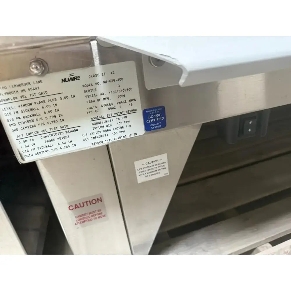 NuAire NU-629-400 Class II Type A2 Biological Safety Cabinet Biological Safety Cabinet, as-is (for parts) product photo 2