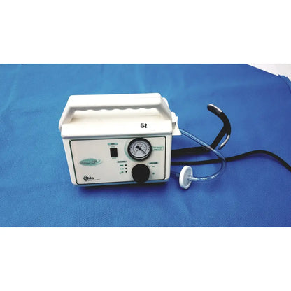White orito ohio care-e-vac 3 portable suction pump medical unit with pressure gauge and black tubing