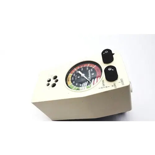 Cream-colored ohio medical products intermittent suction unit flow meter with black knobs and multicolor circular gauge