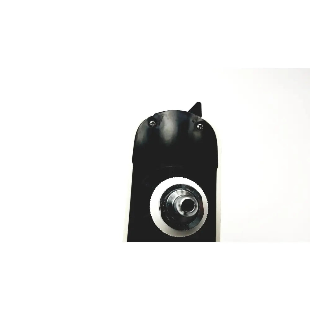 Black plastic ohio medical vacuum regulator with silver metallic threaded hub and two screws for intermittent suction use