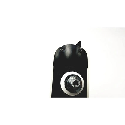 Black plastic ohio medical vacuum regulator with silver metallic threaded hub and two screws for intermittent suction use