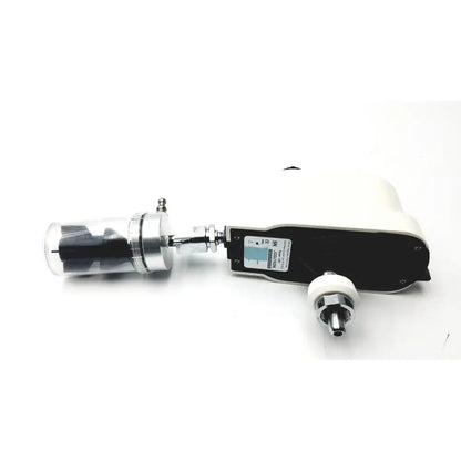 White and black ohio medical vacuum regulator with transparent housing and black internal pressure sensor component model 1251