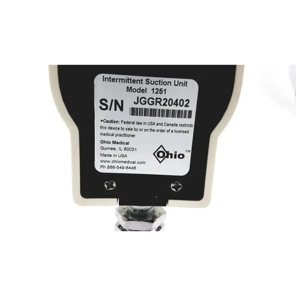 Ohio Medical Ohmeda/Ohio Medical Intermittant Suctiion Regulator Unit Model 1251 Suction Regulator, as-is (for parts) product photo 12