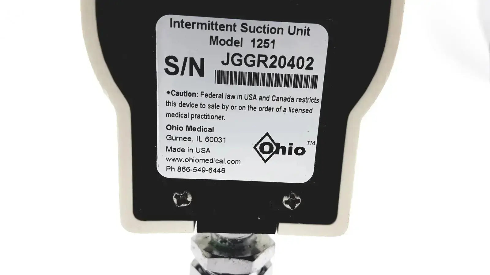 Ohio Medical Ohmeda/Ohio Medical Intermittant Suctiion Regulator Unit Model 1251 Suction Regulator, as-is (for parts) product photo 12