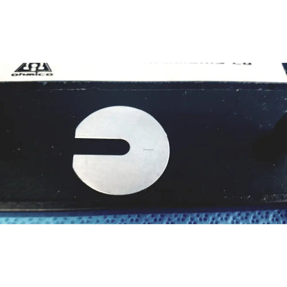 Silver metallic circular calibration disc with central notch for ohmic instruments ultrasound power meter scale UPM-30