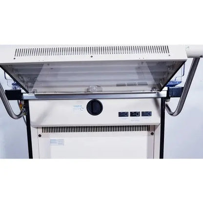 White industrial-grade uv curing phototherapy unit with transparent lid and metal frame olympic medical bili-bassinet