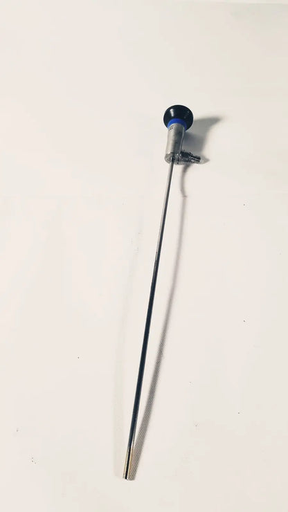 Silver surgical endoscope with blue-tipped handle and metallic shaft olympus a1931a autoclavable 4mm telescope