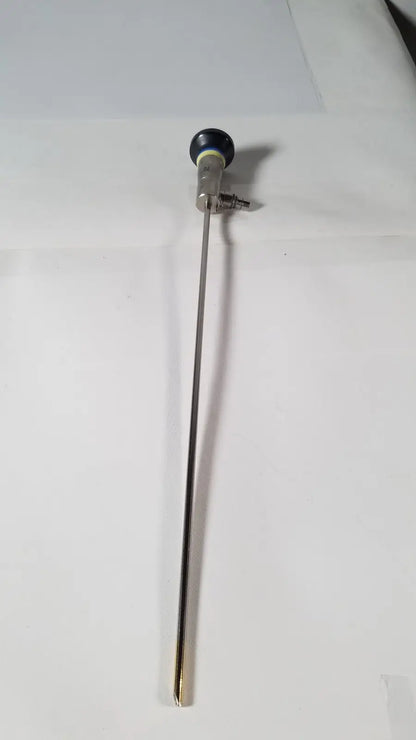Silver surgical endoscope with black rounded tip and metallic joints olympus a1933a 4mm 70 degree scope