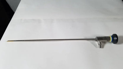 Silver surgical endoscope with black and yellow handle olympus a1933a 4mm 70 degree scope for precise visualization