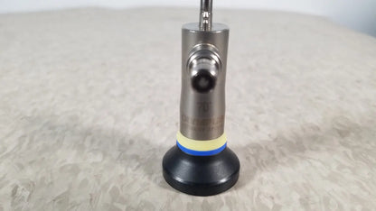 Silver metallic olympus a1933a autoclavable rigid scope with black base and yellow blue ring accent angled at 70 degrees