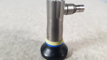 Silver metallic olympus a1933a autoclavable rigid endoscope with black rubber base and yellow blue sealing ring