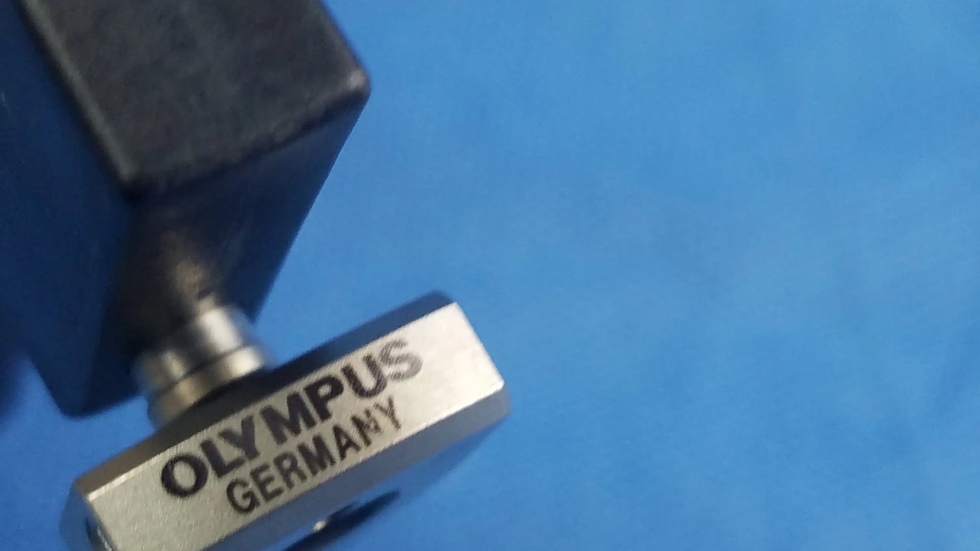 Silver metallic Olympus A20713A optical biopsy spoon forceps precision measuring block from Germany