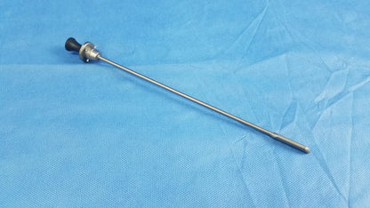 Silver surgical endoscope with black ergonomic handle and metallic joints standard obturator instrument component compatible olympus