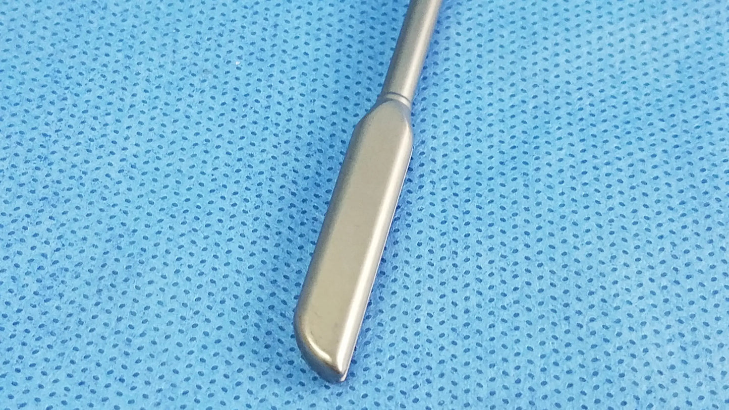 Silver standard obturator instrument component with smooth polished metallic finish and rounded handle compatible olympus