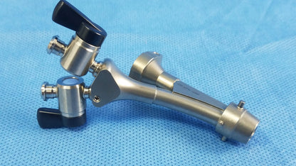 Silver surgical cysto bridge with black handles and metallic joints compatible olympus telescope cysto bridge instrument