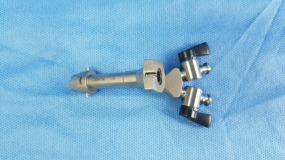Silver metallic dual channel cysto bridge with black plastic knobs compatible olympus telescope cysto bridge design