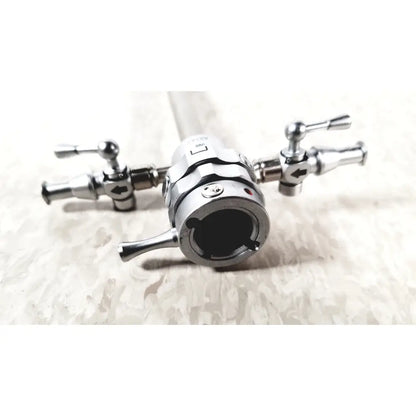 Silver-colored olympus a2181 endoscope with multiple control knobs and central viewing port featuring 27fr sheath