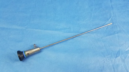 Silver surgical endoscope with black and blue handle compatible with olympus cystoscopic systems a22000a model