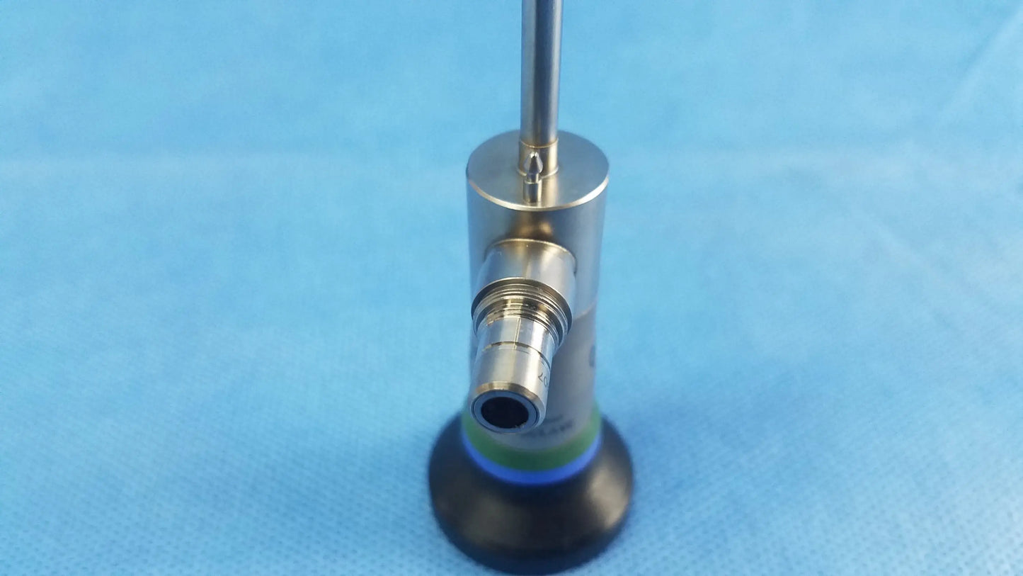 Silver surgical endoscope with black rubber base and blue green ring compatible olympus cystoscopic a22000a system