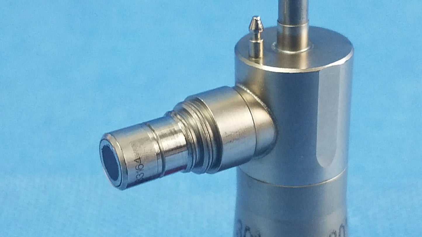Silver metallic cylindrical a22002a sensor with threaded connectors compatible with olympus cystoscopic systems