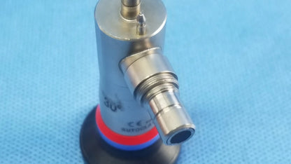 Silver metallic a22002a autoclave cystoscope with cylindrical body and threaded port for compatible olympus cystoscopic systems