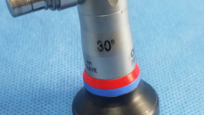 Silver surgical endoscope with 30-degree angled tip and colored rings compatible olympus cystoscopic a22002a model