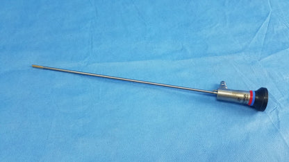 Silver surgical endoscope with black and red capped tip and metallic tubing compatible olympus cystoscopic a22002a