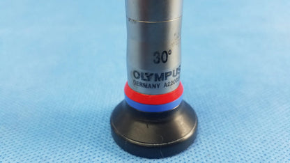 Silver olympus surgical light a22002a with black base and red-blue rings compatible olympus cystoscopic systems from germany