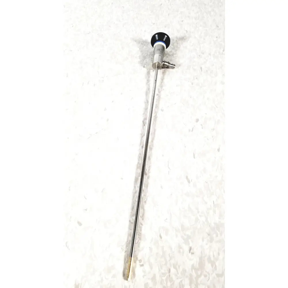 Silver surgical endoscope with black and blue capped tip olympus a22003a 4mm autoclavable cysttoscope