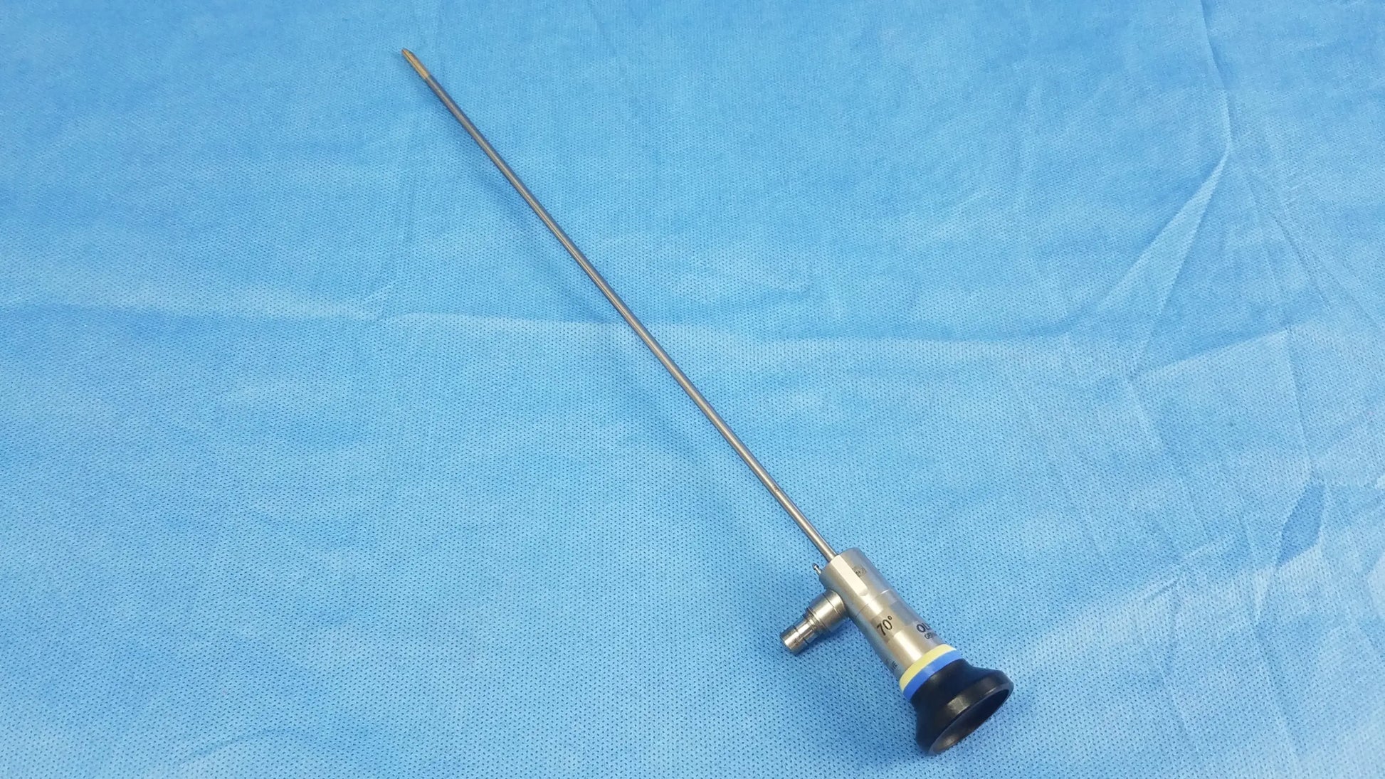 Silver olympus a22003a rigid scope 70 degree with black rubberized grip and metallic joints compatible olympus endoscopic systems