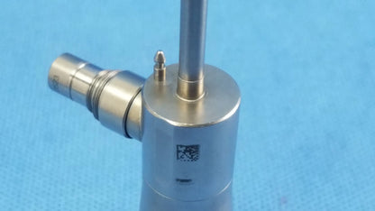 Silver rigid scope with cylindrical body and threaded connection compatible with olympus endoscopic systems
