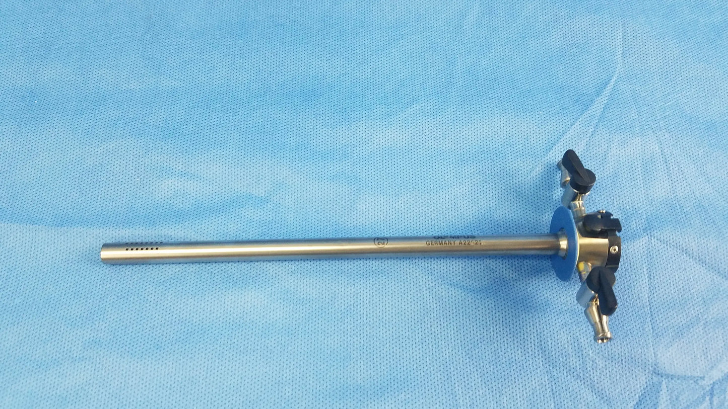 Olympus A22021A rotatable outer sheath with silver metallic shaft black ergonomic handles and blue circular accents