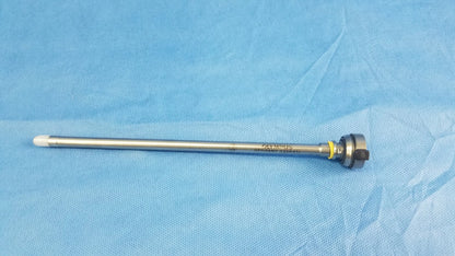 Silver olympus a22041a hysteroscopic resectoscope inner sheath with white tip black threaded handle and engraved branding