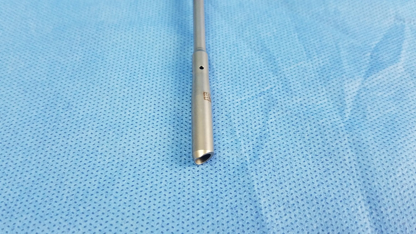 A sleek metallic olympus a22071a visual optical obturator with cylindrical body and flared tip in silver finish