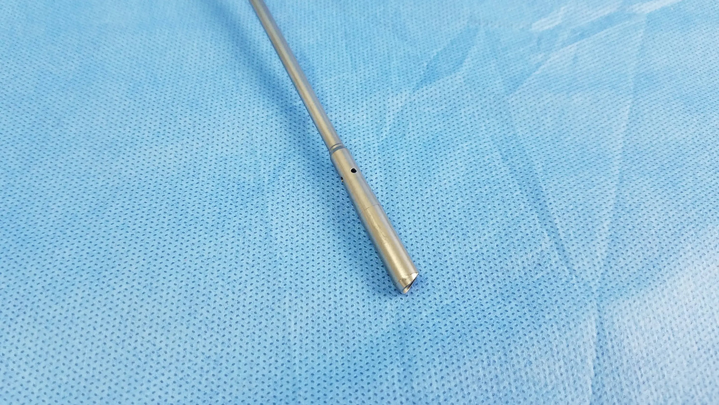 A sleek metallic visual optical obturator with a smooth cylindrical body and tapered end by olympus model a22071a