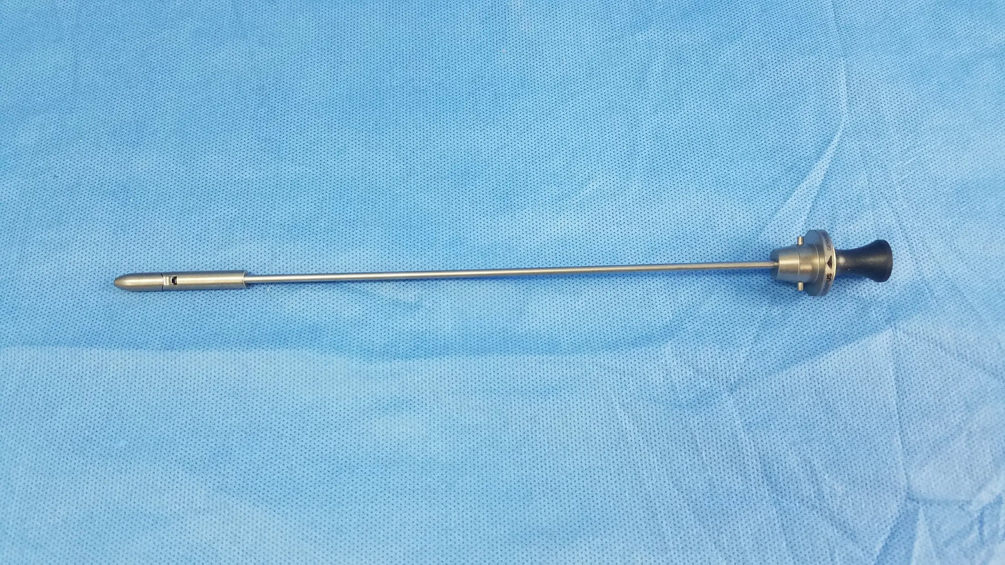 Silver surgical endoscope with black ergonomic handle and metallic joints compatible olympus deflecting obturator instrument component