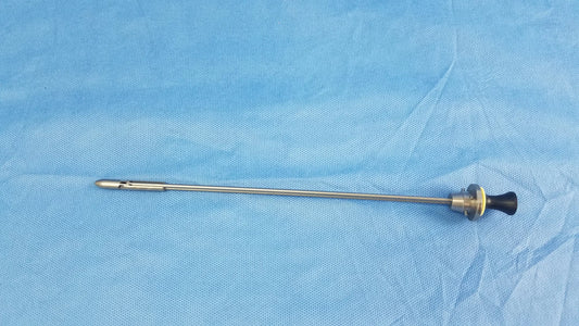 Silver surgical deflecting obturator with black handle and metallic shaft compatible olympus instrument component