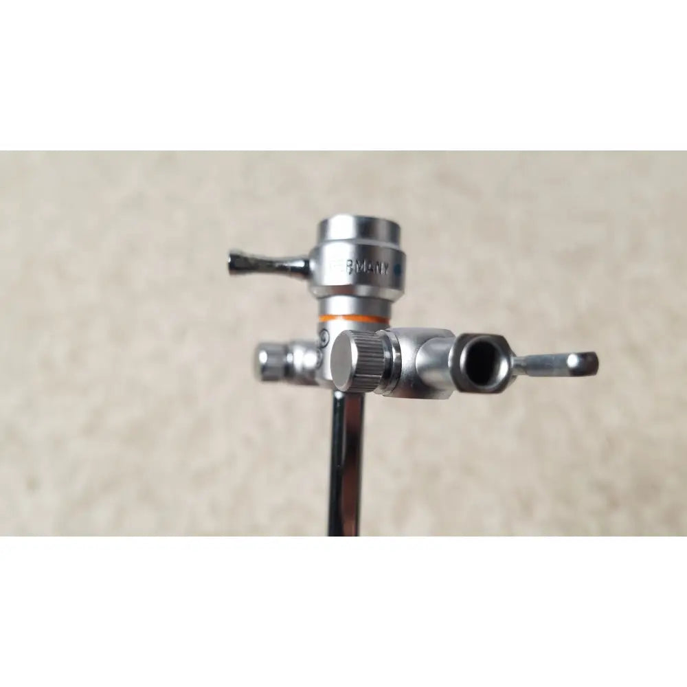 Silver metallic gas regulator with knurled knob and orange band for olympus a3723 pediatric sheath 14 fr instrument