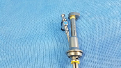 Silver working insert hystero-resectoscope with textured finish and yellow gyrus acmi silicone seals in sterilization tray