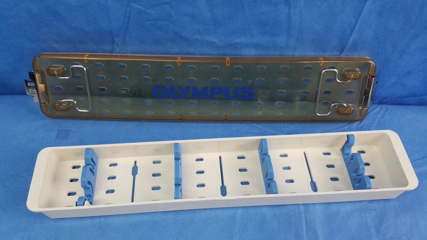 Olympus a42091a working insert hystero-resectoscope tray with transparent lid white base and blue gyrus acmi silicone seals