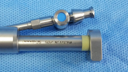 Silver working insert surgical instrument with yellow gyrus acmi silicone seals and engraved markings for hystero-resectoscope