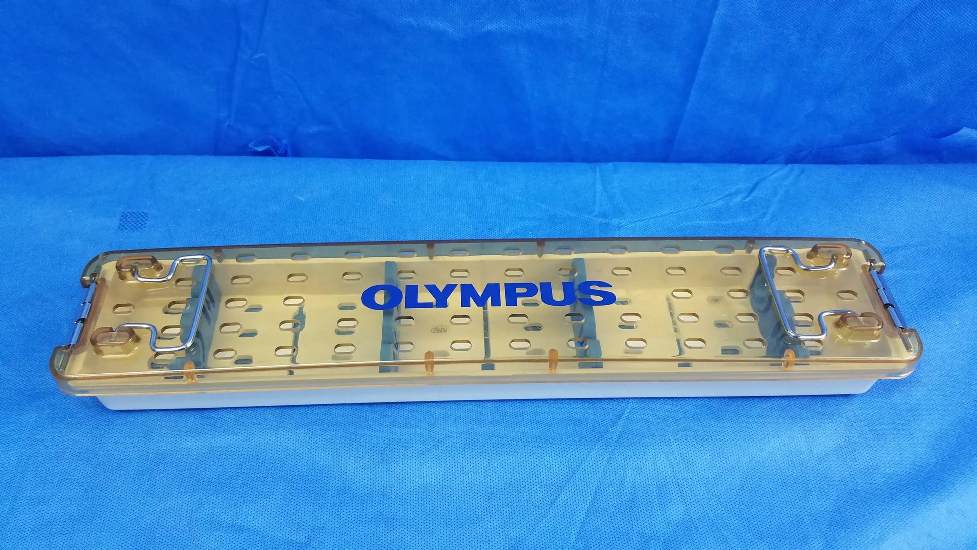 Olympus a42091a working insert hystero-resectoscope tray with translucent golden lid white base and gyrus acmi silicone seals