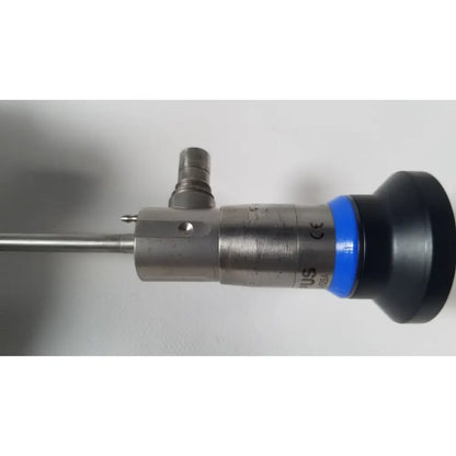 Silver metallic olympus a4629a hd laparoscope with blue band and black rubberized grip for autoclave resectoscope use