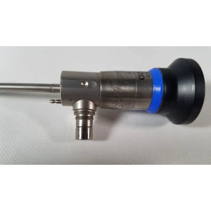 Silver olympus a4629a hd laparoscope with black and blue rubberized grip for autoclave resectoscope use