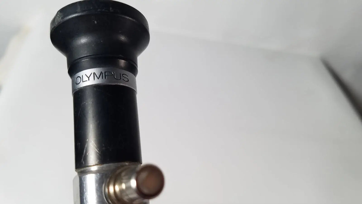 Black olympus a5254 10mm laparoscope lens with silver band and metallic mounting collar for medical use