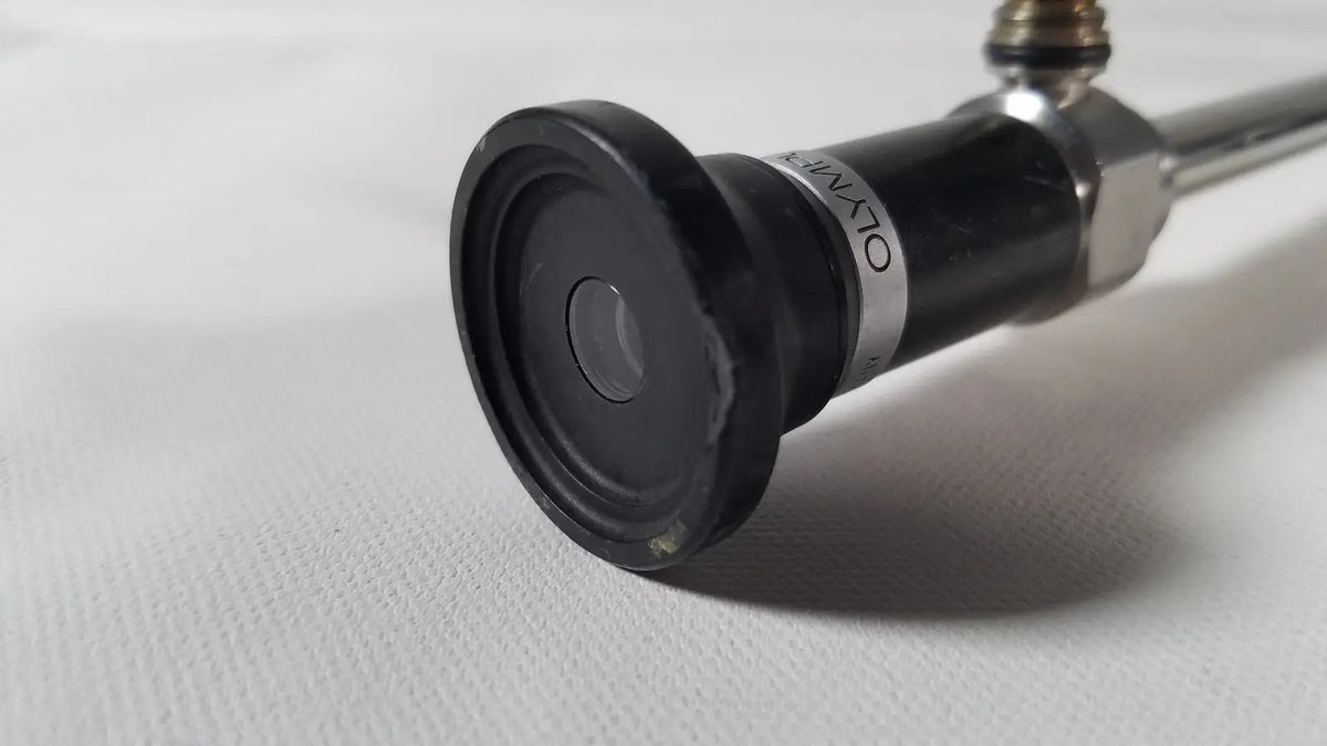 Black olympus a5254 10mm laparoscope lens with metallic shaft and silver label for precise surgical use