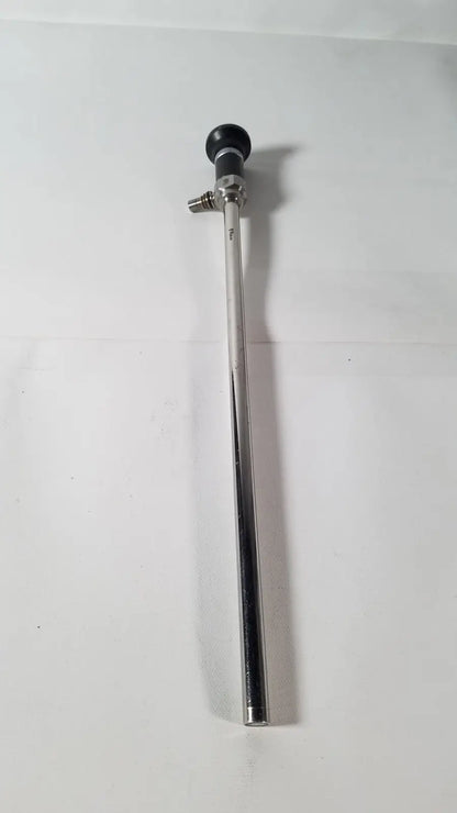 Silver surgical laryngoscope with black spherical handle and metallic joints for olympus a5254 10mm laparoscope use