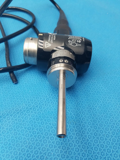 Olympus evis exera type 1t180 video gastroscope in black and silver with metallic shaft and labeled housing